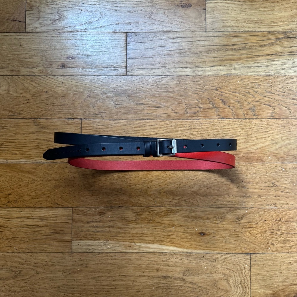 NWOT rag & bone black red double wrap belt (size: S)